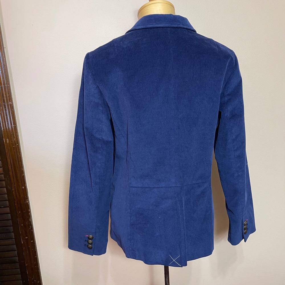 Talbots Womens Blue Corduroy Blazer Jacket Crest Buttons Size 10 ID245 - Picture 3 of 10